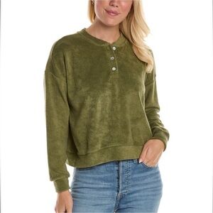 DONNI Basil Terry Henley Sweatshirt sz Large NWOT‎